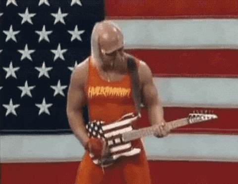 Hulk Hogan shredding a guitar