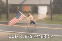 American flag waving in a dramatic storm